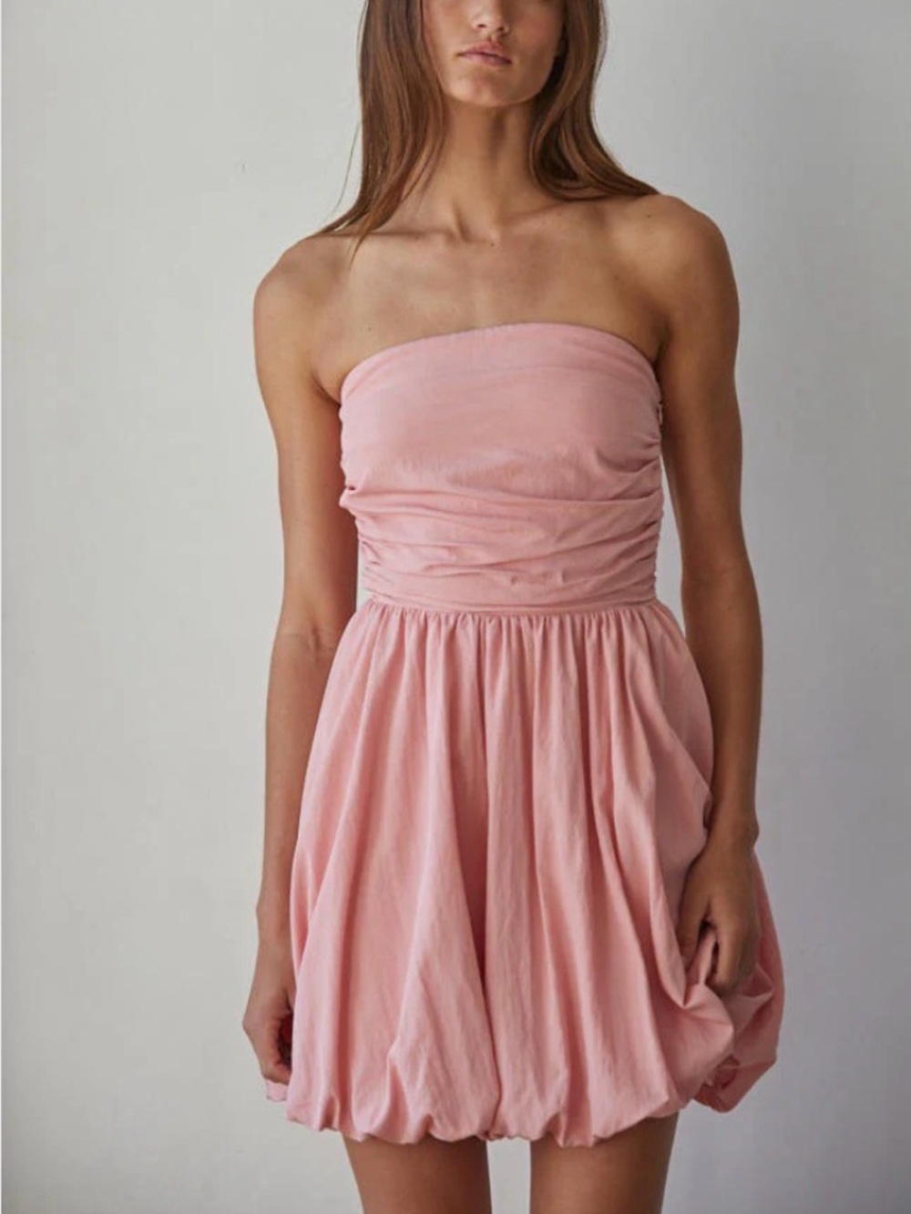 By Together Pink Strapless Bubble Hem Mini Dress | size large
